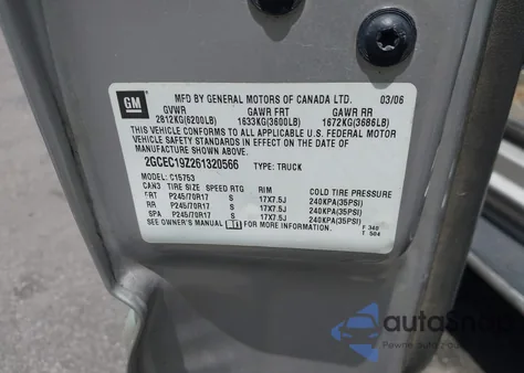 2006 Chevrolet Silverado 1500 Lt3 z USA, uszkodzony, nr VIN 2GCEC19Z261320566